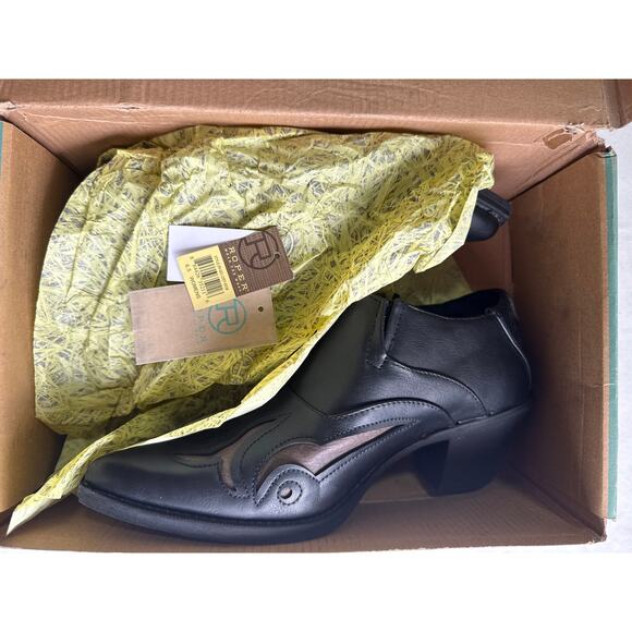 Roper Short Booties Sarah Women's 6.5 Snip Toe Inlay Accents Slip On Heels - Picture 9 of 10